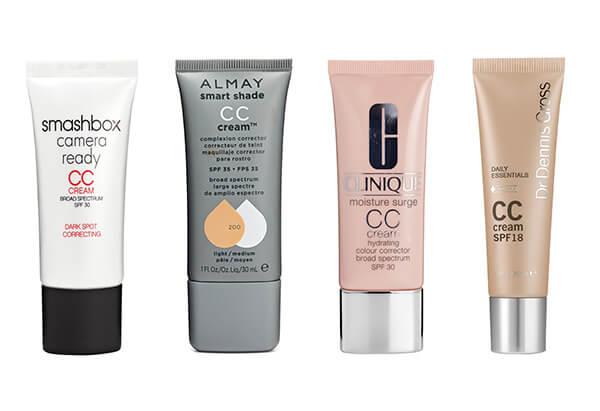 several cc cream options from different cosmetics companies