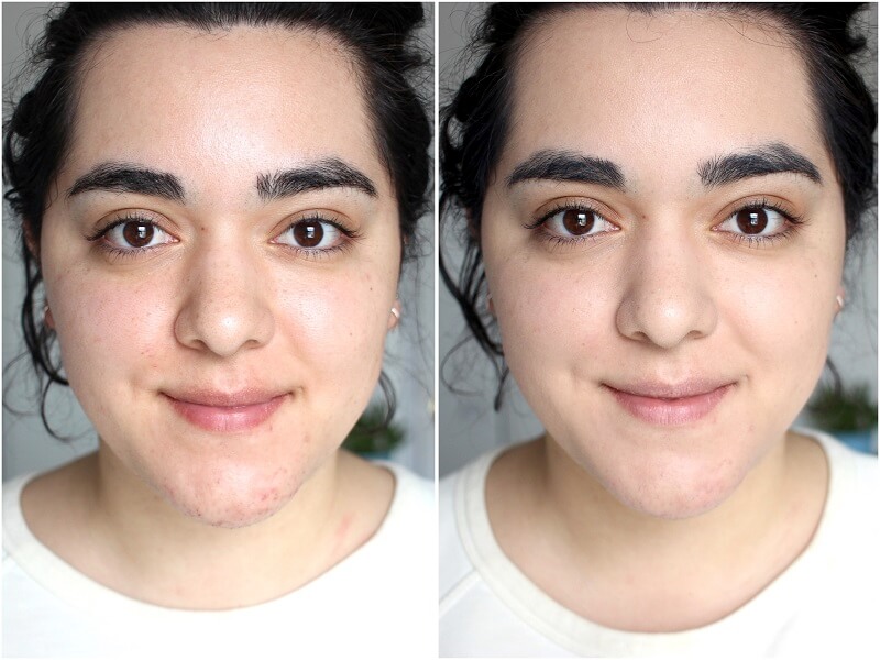 before and after pictures of a woman who used a bb cream