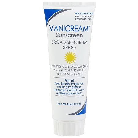 tube of Vanicream SPF 30 sunscreen for sensitive skin