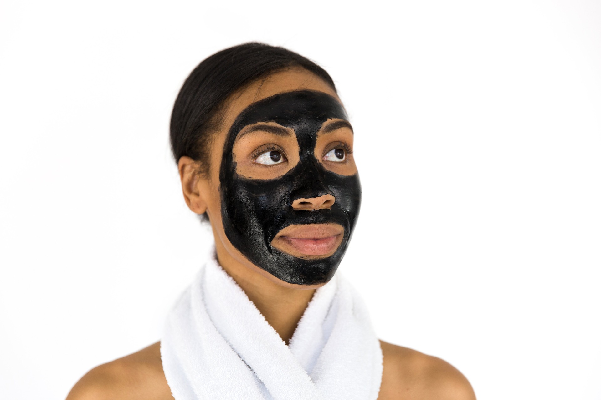 Girl with a Black Facial Mask